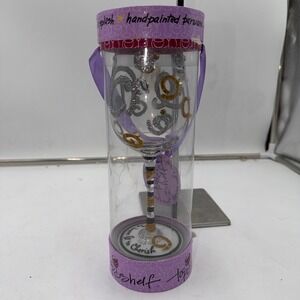 Top Shelf To Love & to Cherish Hand Painted Wine Glass Glitter Rhinestone